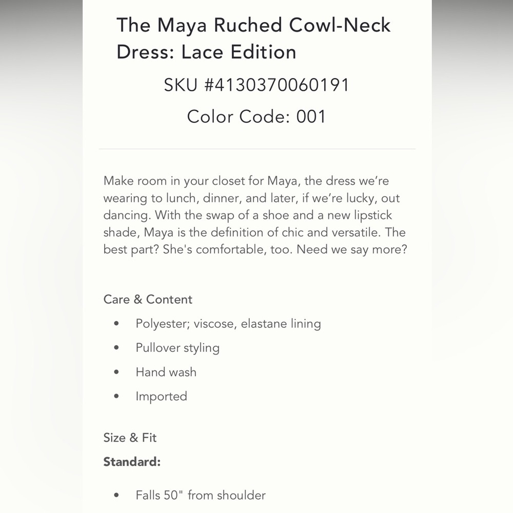 Anthropologie NWT The Maya Ruched Cowl-Neck Dress: Lace Edition size XS. - Picture 5 of 16